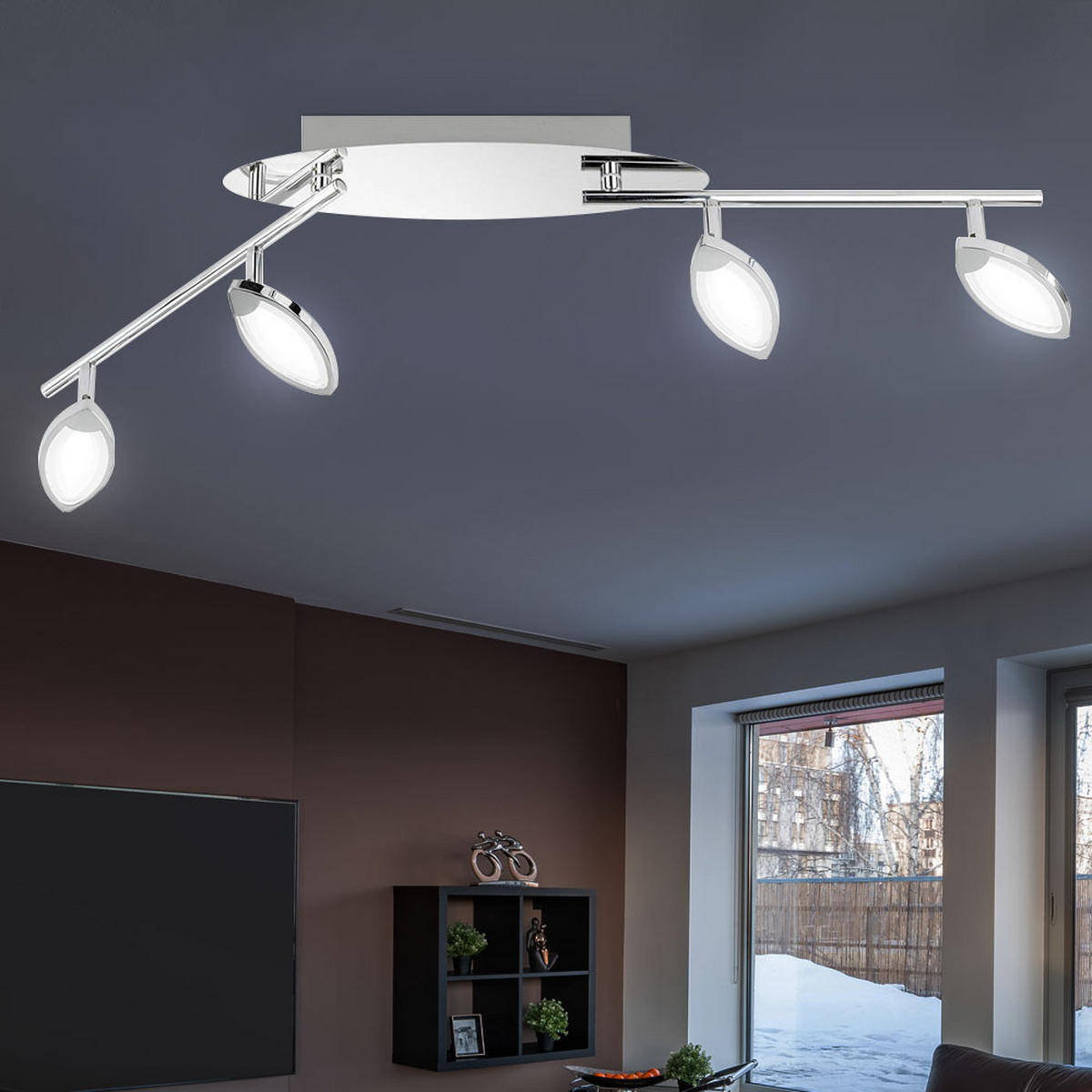 LED DECKENLEUCHTE Chrom Silber - Silberfarben, Metall (87.5/9/13cm) - Wofi
