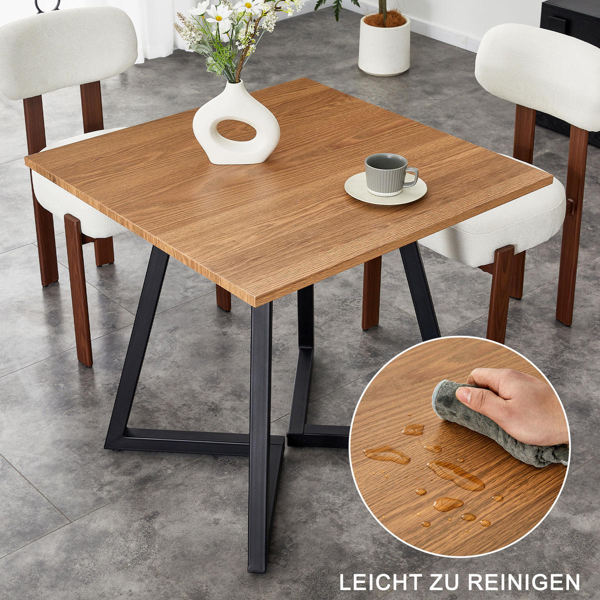 ESSTISCH 80 cm quadratisch für 4 Personen - Schwarz, Holzwerkstoff (80/80/75cm)