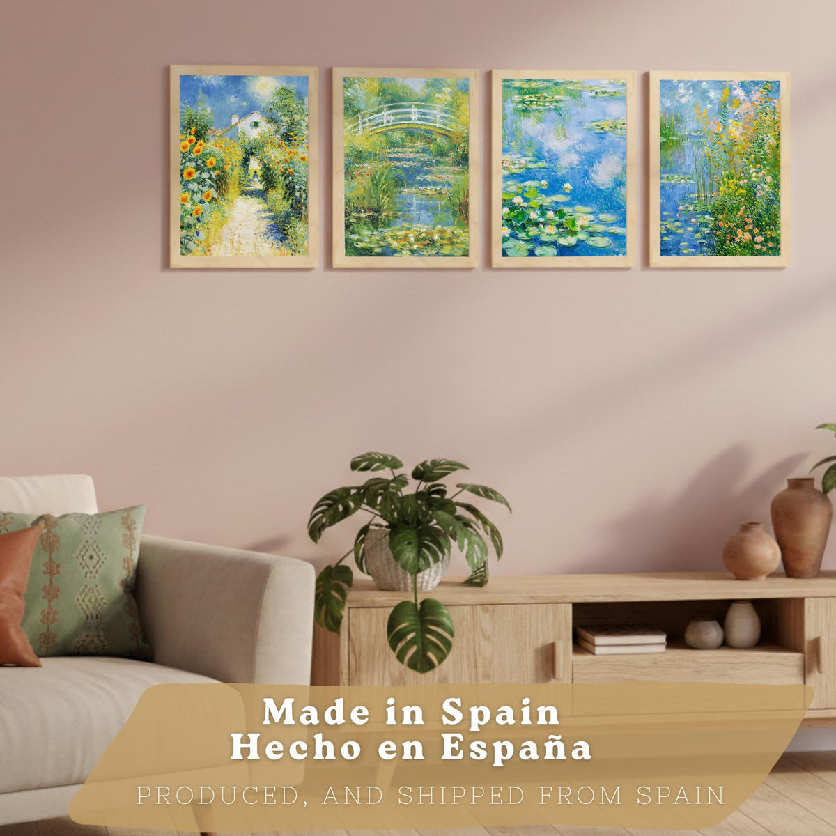 PLAKAT Sada 4 Pole A3 Lehký dřevěný rám - béžová, papír (29.7/1/42cm) - Nacnic