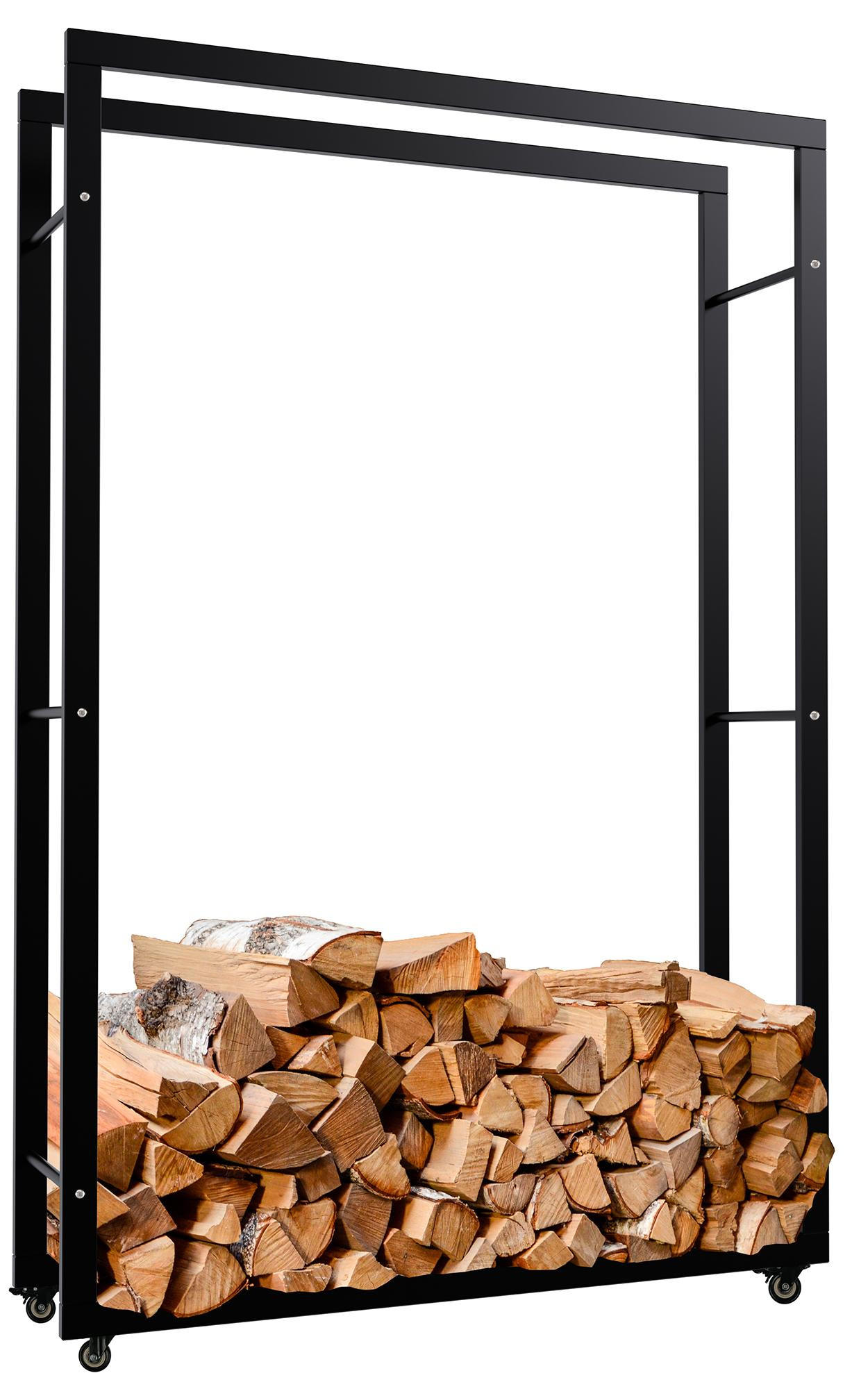 KAMINHOLZREGAL 100/25/150 cm Metall schwarz - Schwarz, Metall (100/150/25cm) - CLP