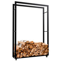 KAMINHOLZREGAL 100/25/150 cm Metall schwarz - Schwarz, Metall (100/150/25cm) - CLP