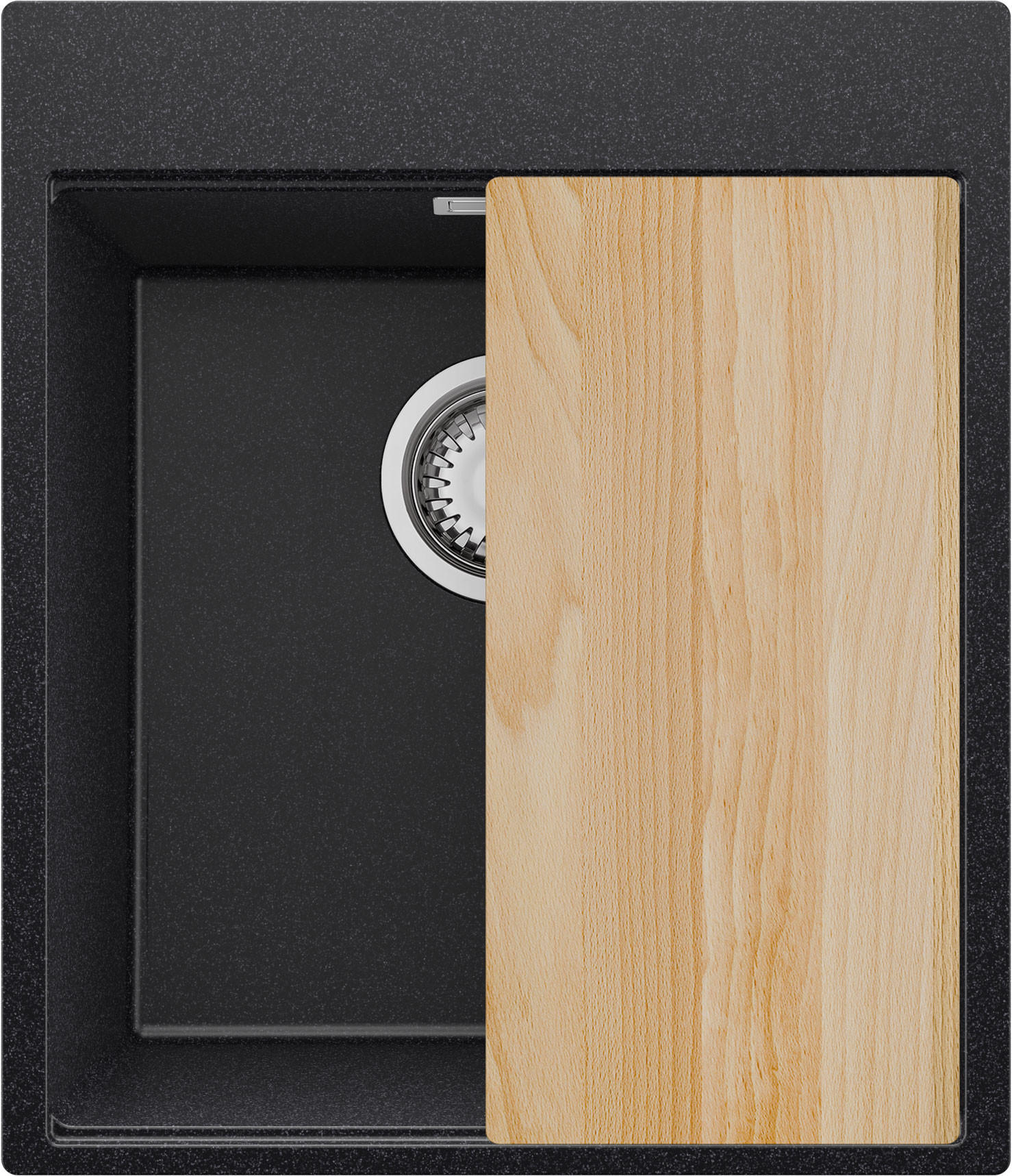 SPÜLBECKEN Oslo, 2-er set Anthrazit 43/50 cm 1 Becken + Ablauf-Set + Schneidebrett ab 45er Unterschrank - Chromfarben/Anthrazit, Kunststoff (43/20/50cm) - Primagran