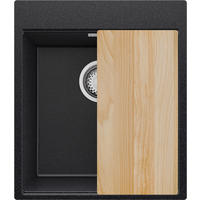 SPÜLBECKEN Oslo, 2-er set Anthrazit 43/50 cm 1 Becken + Ablauf-Set + Schneidebrett ab 45er Unterschrank - Chromfarben/Anthrazit, Kunststoff (43/20/50cm) - Primagran