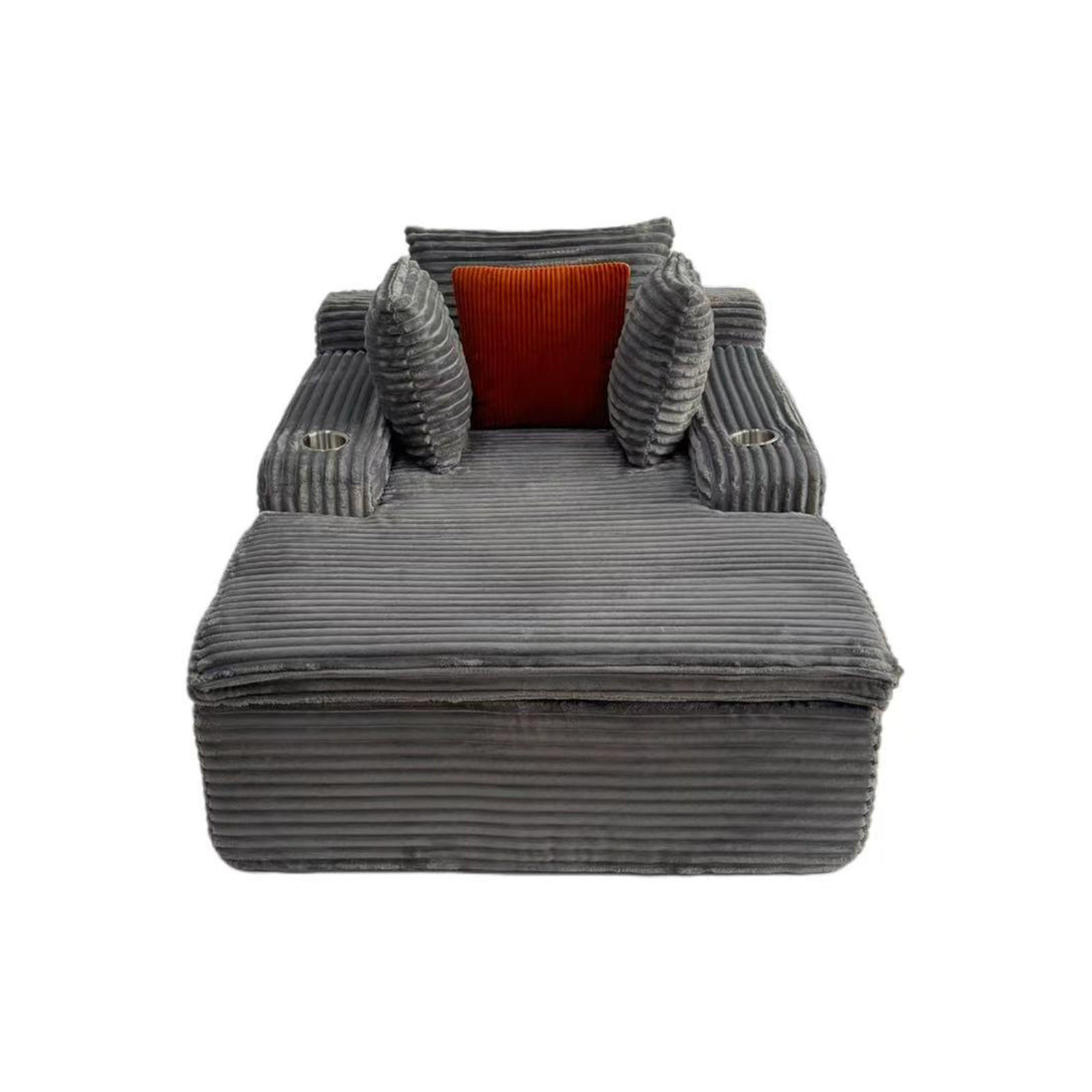 KLAPPSOFA mit 2-in-1-Funktionskissen, Cordstoff - Grau - Grau, Textil (113/63/164cm) - KOMHTOM