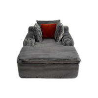 KLAPPSOFA mit 2-in-1-Funktionskissen, Cordstoff - Grau - Grau, Textil (113/63/164cm) - KOMHTOM