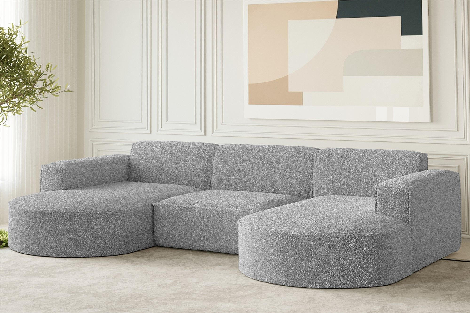 WOHNLANDSCHAFT Palma In Ascot - Taupe, Holzwerkstoff/Textil (299/78/165cm) - Fun Möbel