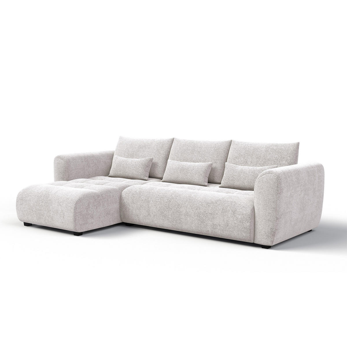 ECKSOFA SORENO 4-Sitzer, ecru - Ecru/Schwarz, Holz/Textil (293/171cm) - Courtois Laville