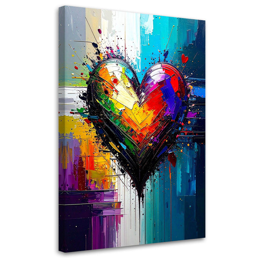 LEINWANDBILD Graffiti Buntes Herz Abstrakt 80x120cm - Multicolor, Textil (80/120cm) - Feeby