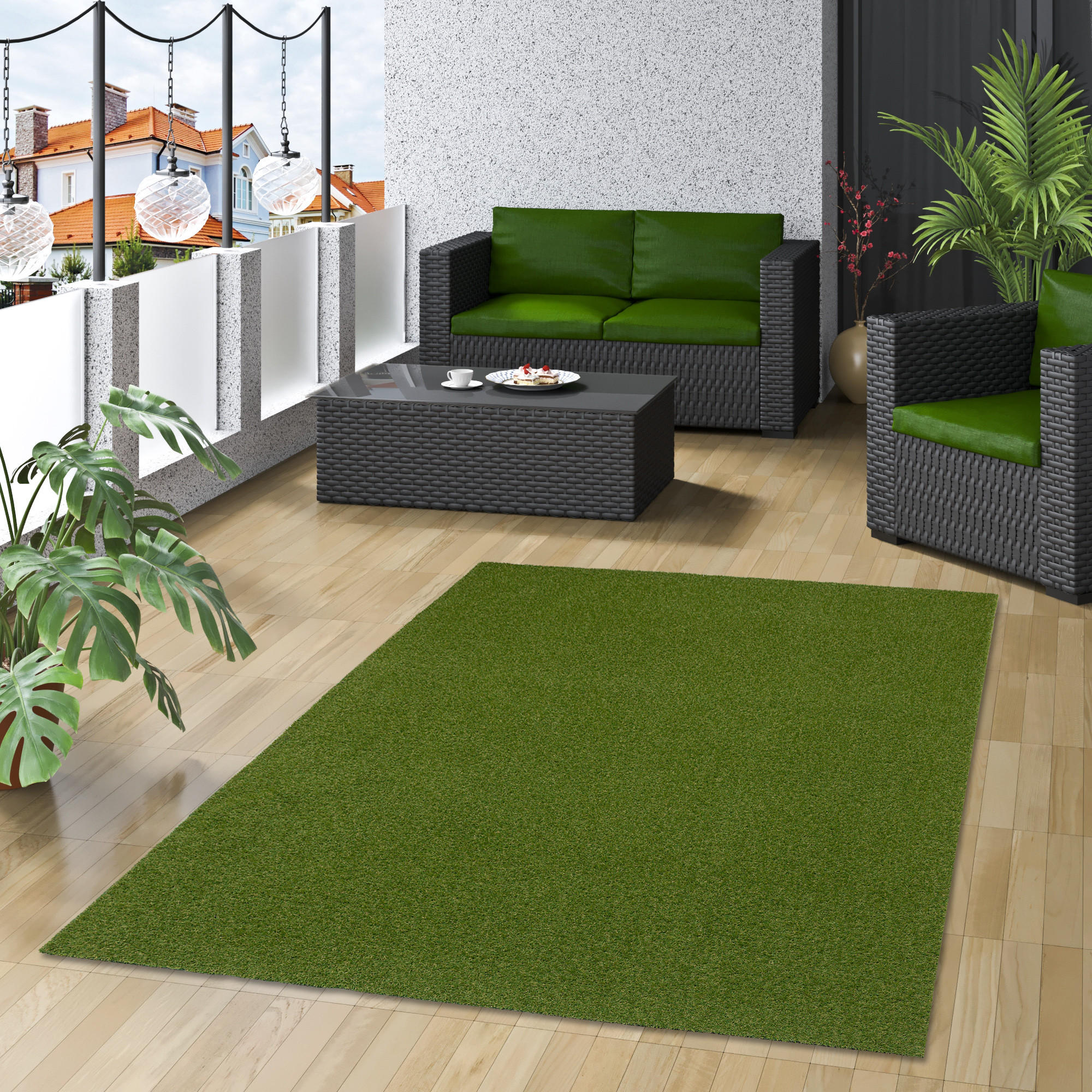 KUNSTRASEN RASENTEPPICH OUTDOOR - Grün, Textil (400/150cm) - Snapstyle
