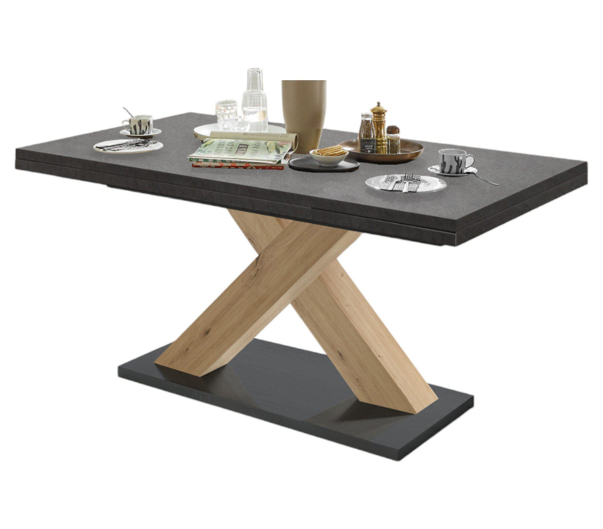 ESSTISCH ausziehbar Elene 180x90x76 Asteiche/Graphit - Grau, Holzwerkstoff (180/90/76cm) - 58aufmkessel