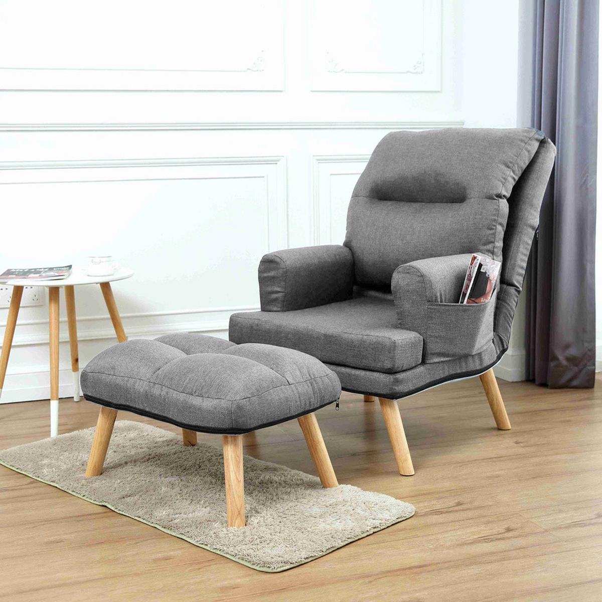 SESSEL Memo mit Fußhocker Rückenlehne 5-stufig einstellbar, hellgrau - Grau, Kunststoff (107/95/66cm) - Margaret Hadas24
