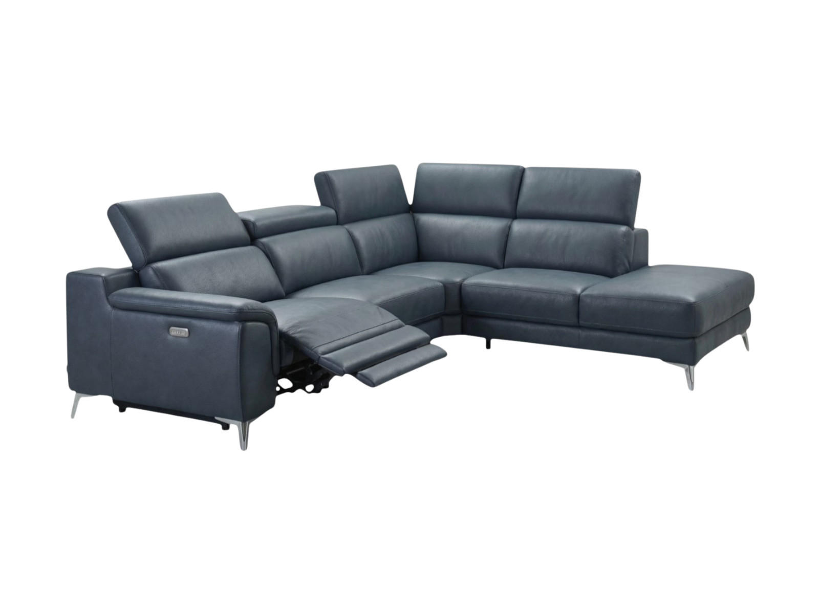 ECKSOFA Jardin Echtleder mit 1 x Relaxfunktion Anthrazit - Anthrazit, Leder/Metall (266/230cm)
