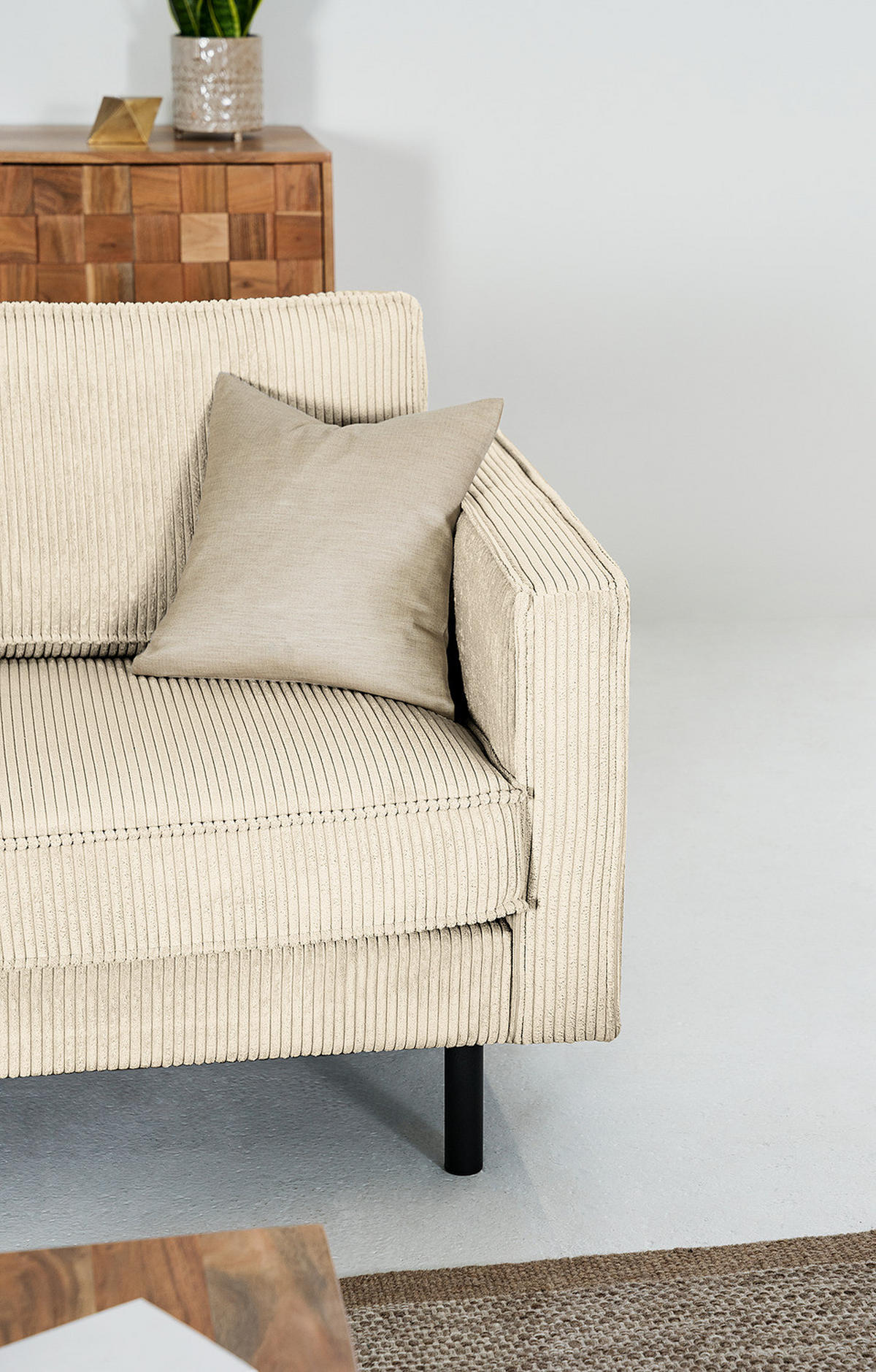 XL SESSEL - Beige/Schwarz, Textil/Metall (117/81/96cm) - home24