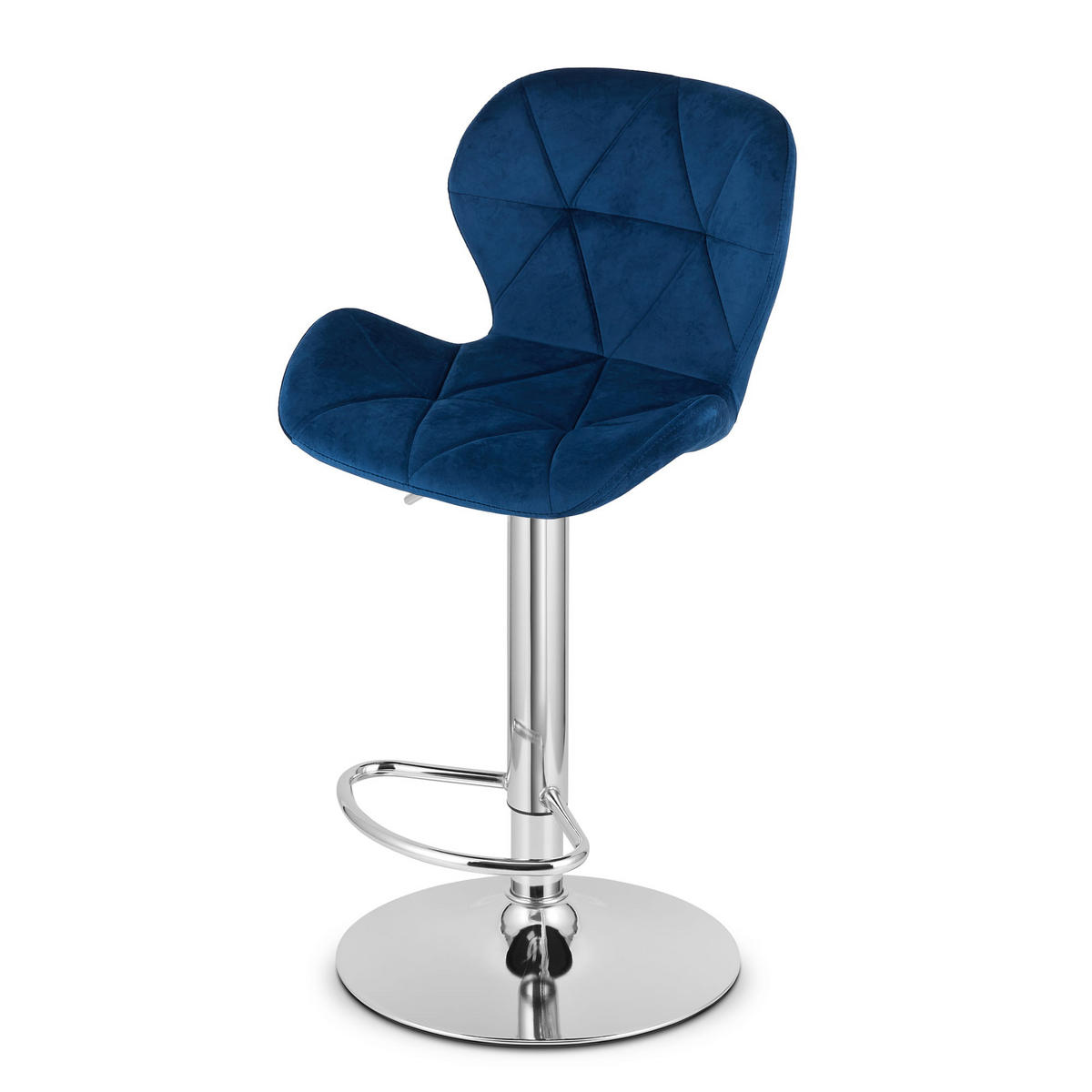 BARHOCKER WEST marineblauer Sitz, Chrombasis - Dunkelblau, Textil (46/111/48.5cm) - Valora