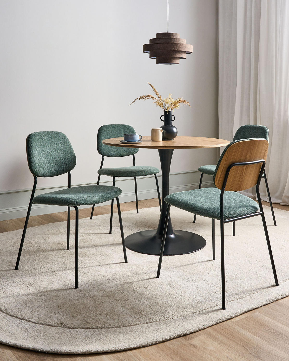 ESSZIMMERSTUHL 4er-Set Stoff Grün Riley - Grün, Textil (48/83/52cm) - Beliani