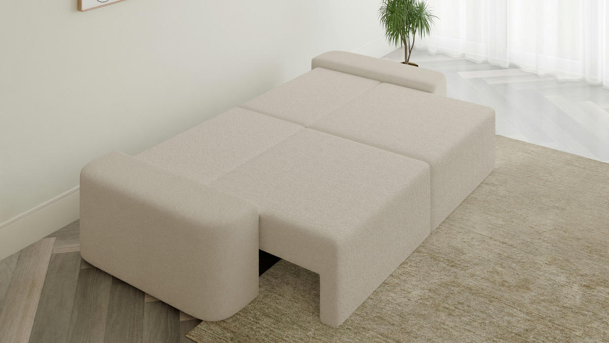 SOFA Lisbon - Creme (Arena 20) - Creme, Holzwerkstoff (268/85/110cm)