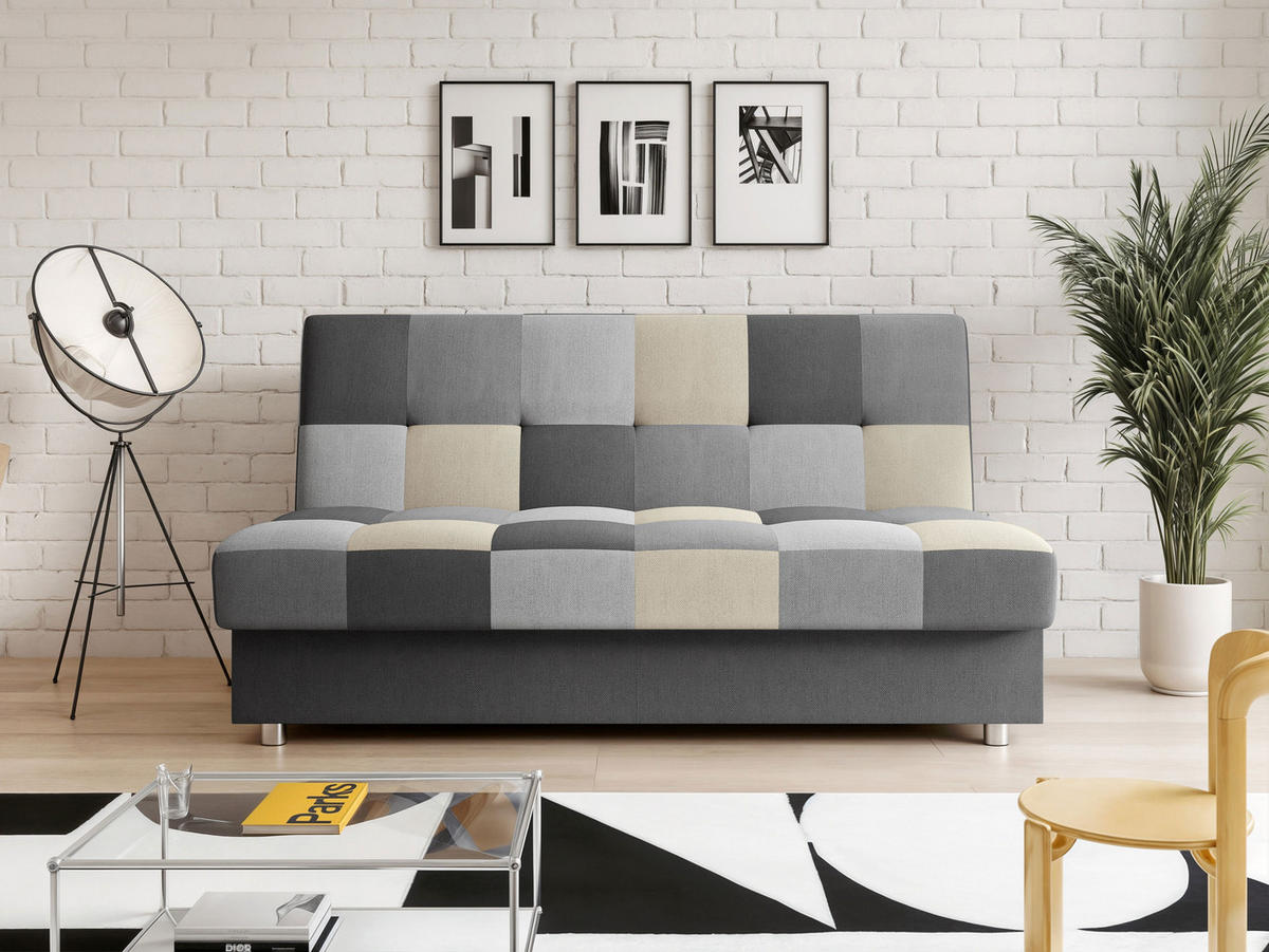 SCHLAFSOFA SKAL mit Bettkasten Anthrazit/Beige - Anthrazit/Beige, Holzwerkstoff/Kunststoff (200/85/90cm) - Idohome