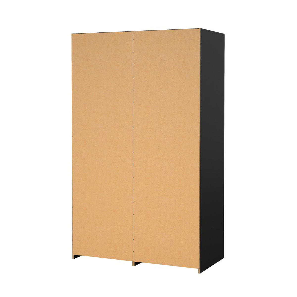 KLEIDERSCHRANK, Line, Nussbaum / Schwarz, Holzwerkstoff / Metall / Kunststoff, 122 x 61 x 201 cm - Nussbaumfarben/Schwarz, Holzwerkstoff/Metall (122/201/61cm) - ebuy24