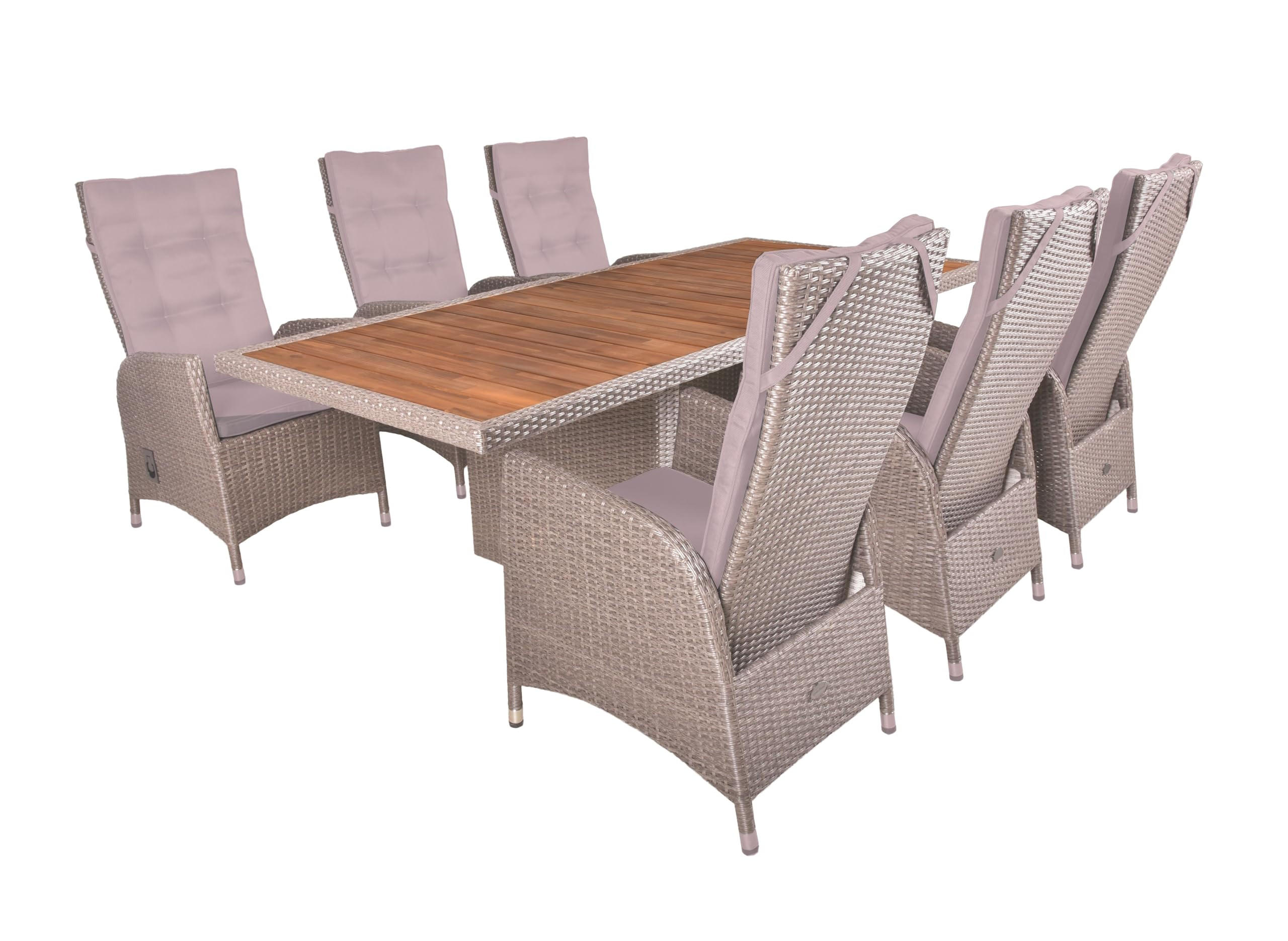 GARTEN-SITZGRUPPE Celle weidenbraun 7-teilig Gartenmöbel-Set - Braun, Holz - DELUKE