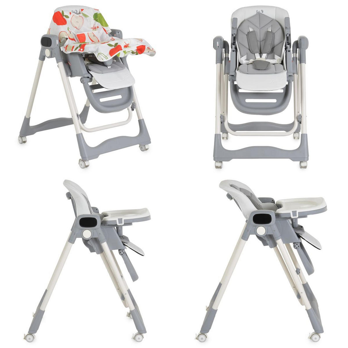 HOCHSTUHL Fuji Babyschaukel grau Rollen klappbar Fernbedienung Lätzchen - Grau, Metall (57/83/60cm) - Moni