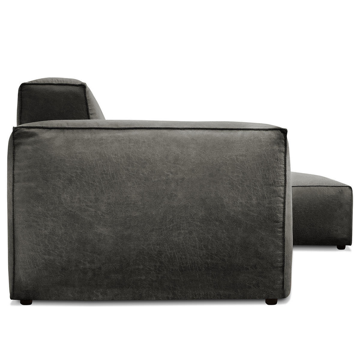 ECKSOFA mit Longchair - Dunkelgrau/Schwarz, Kunststoff (345/170cm) - home24