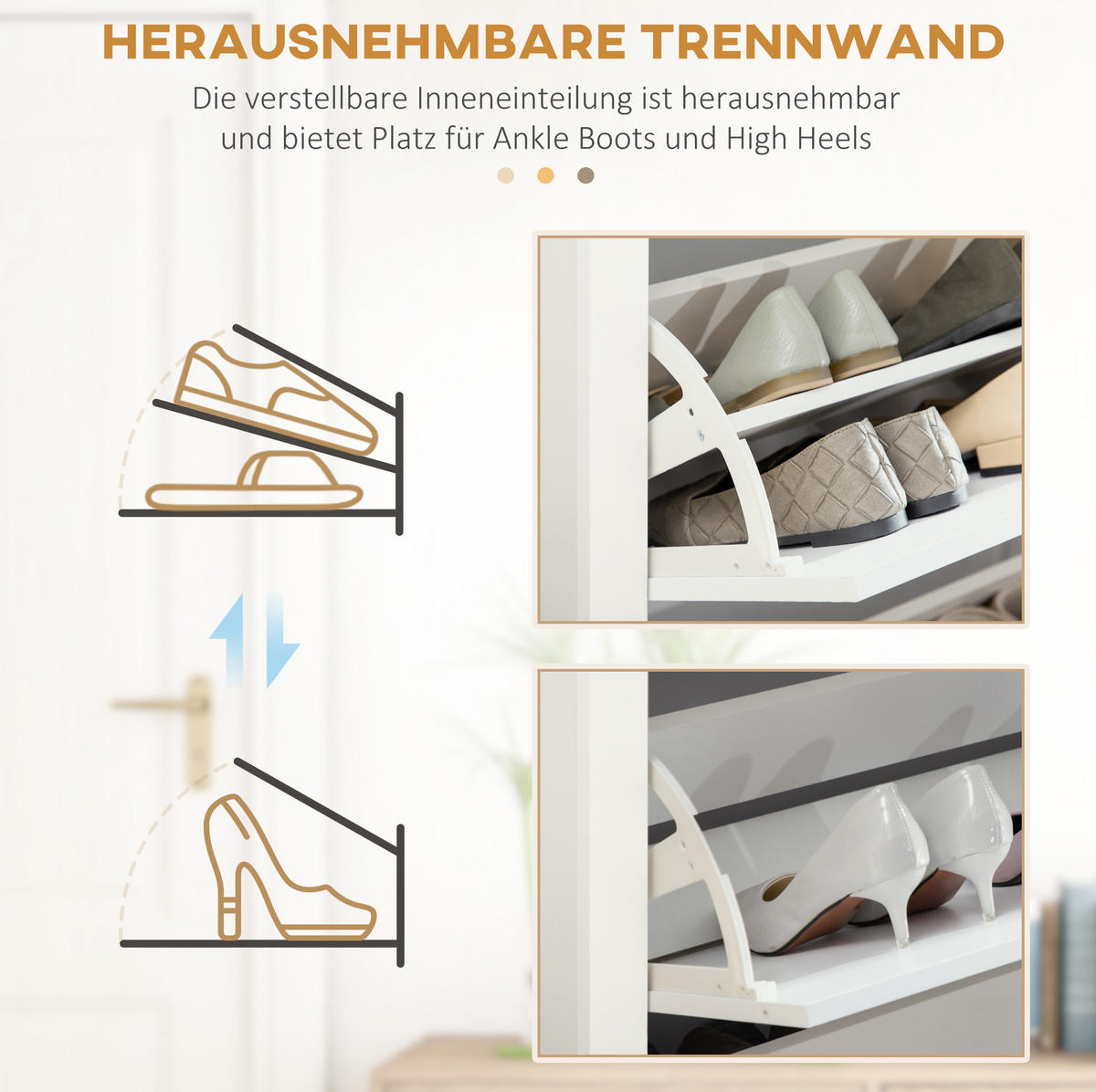 SCHUHSCHRANK 72/112/26 cm Weiß aus Holzwerkstoff mit 3 Klappen - Weiß, Holzwerkstoff (72/112/26cm) - OKMYHOME