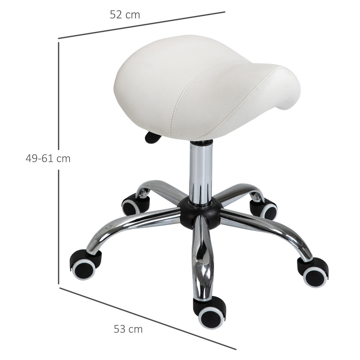 ARBEITSHOCKER Drehstuhl Drehhocker Rollhocker Sattelhocker Hocker Weiß - Weiß, Kunststoff (53/49/52cm) - HOMCOM