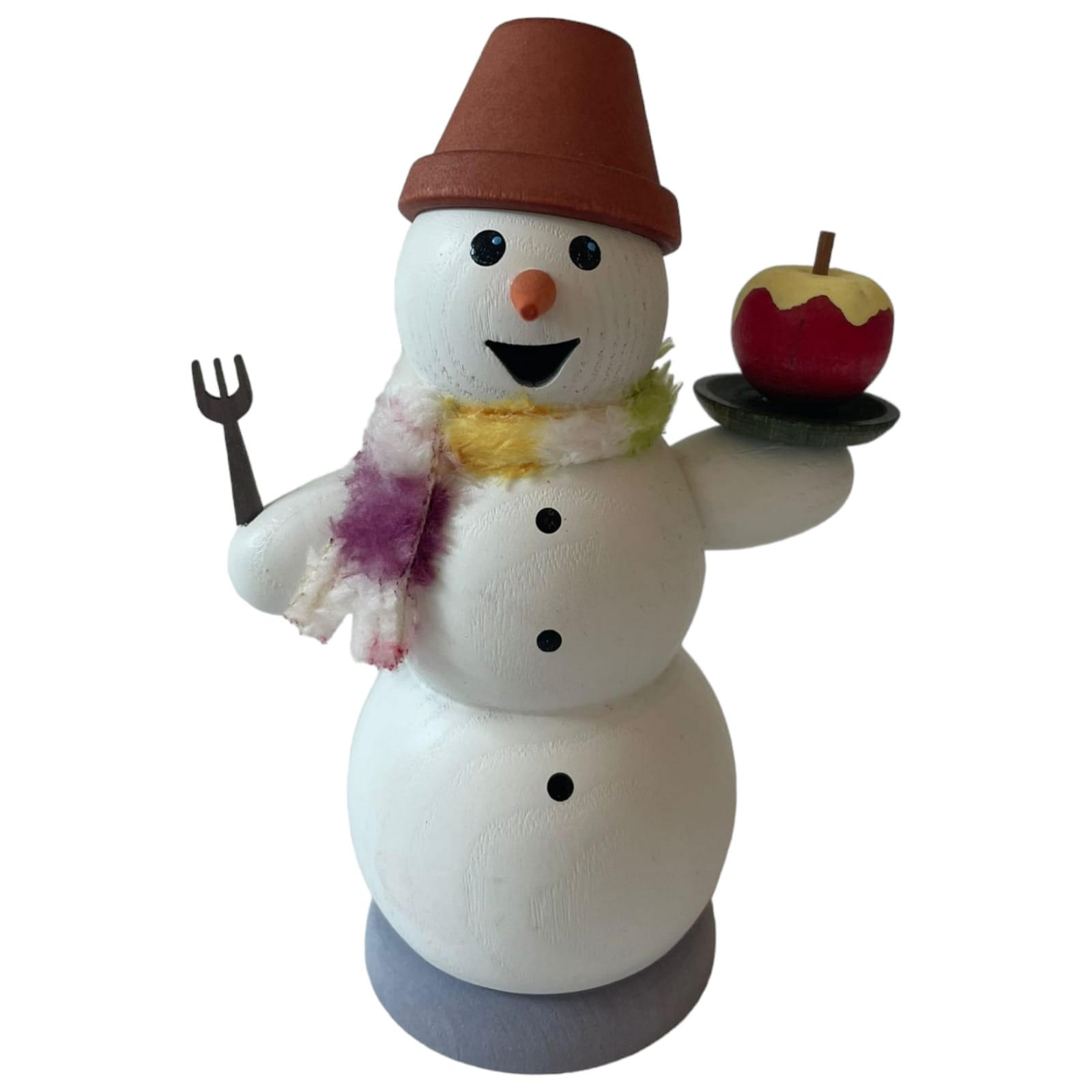 RÄUCHERFIGUR Räuchermännchen Schneemann mit Bratapfel 13 cm - Multicolor, Holz (6/13/10cm)