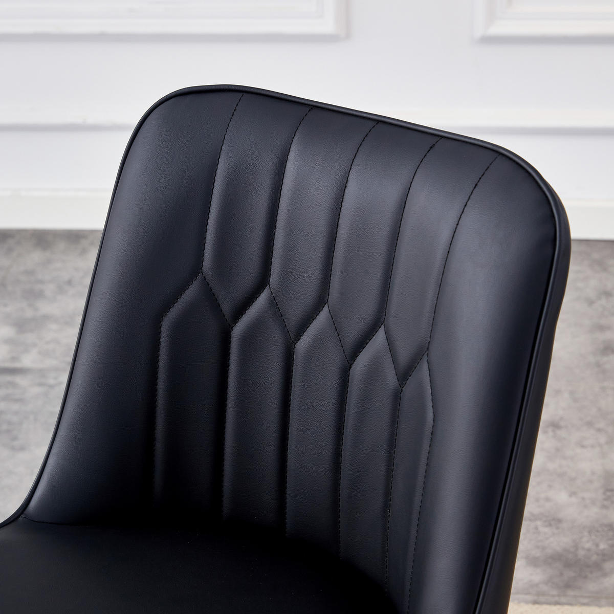 BARHOCKER 2er-Set Schwarz mit PU-Leder und Fußraste - Schwarz, Metall (42/100/45cm) - PANGIVO