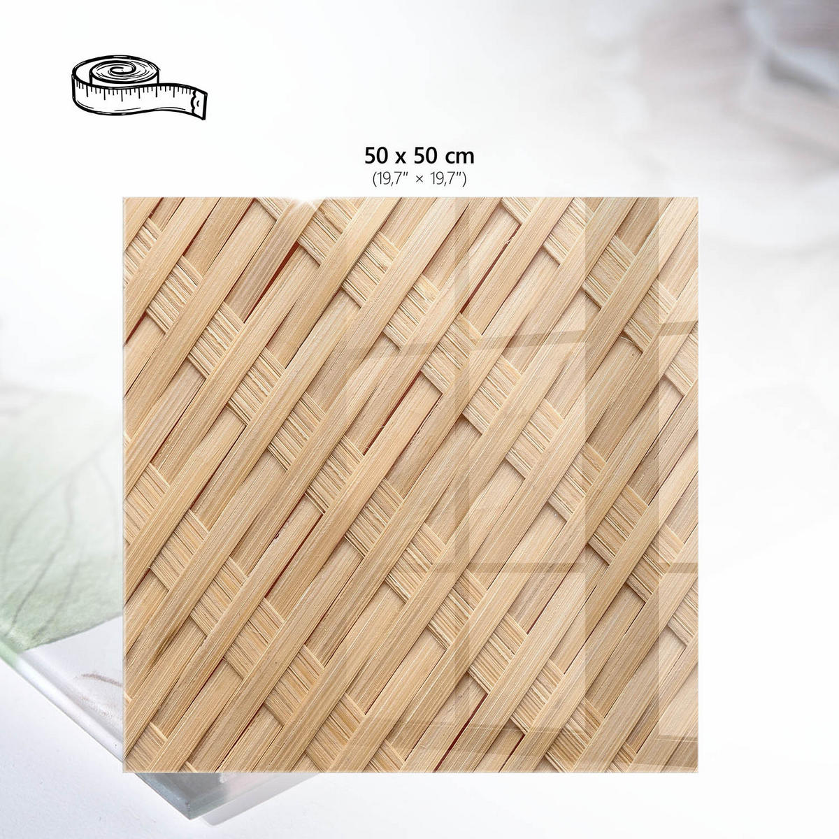 TISCHPLATTE 50x50 cm – Geflochtene Textur - Blau, Glas (50/50/0.4cm) - Wallfluent