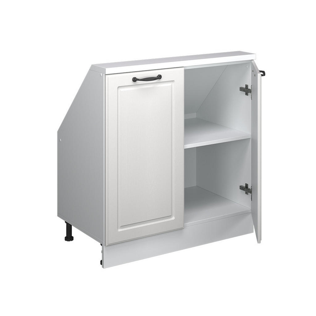 Vicco Dachschrägenschrank | Schwarz Hochglanz | 80/83.8/46 cm | Weiß, Weiß
