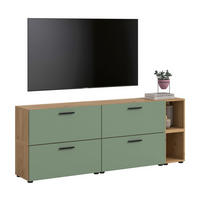 WOHNWAND The One Smoke Green 176/34/67 cm - Braun, Holzwerkstoff (176/67/34cm) - Xonox