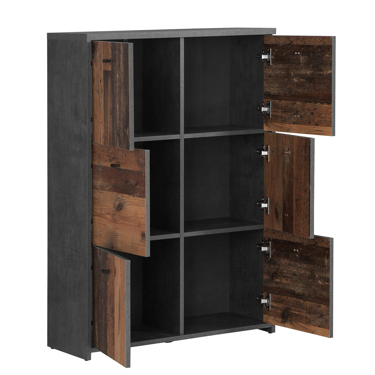 KOMMODE - Dunkelgrau/Schwarz, Holzwerkstoff/Kunststoff (77/113/30cm) - home24