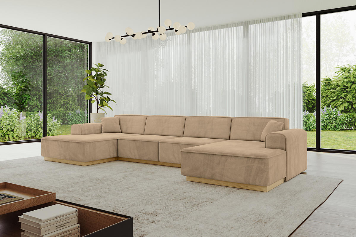 WOHNLANDSCHAFT IREA-U2-v2 - 388x171x83 cm Beige - Beige, Holzwerkstoff/Textil (388/83/171cm) - ALTDECOR