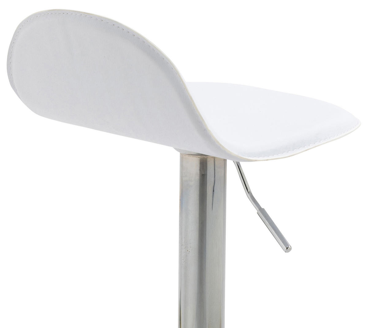 BARHOCKER Lederlook weiß - Chromfarben/Walnussfarben, Textil/Metall (39/73/41cm) - CLP