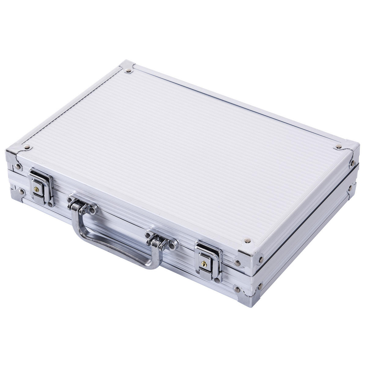 POKERKOFFER DE-10715 200 Chips mit 2 Kartendecks & 5 Würfeln Silber - Multicolor, Kunststoff (20.5/29.5cm) - ComfortXL