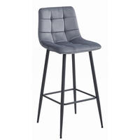 BARHOCKER 1 Stück dunkelgrauer Velours, gepolsterte Rückenlehne, bequemes und modernes Design für Küche oder Theke - Grau, Textil (46/104/33cm) - Best For Home