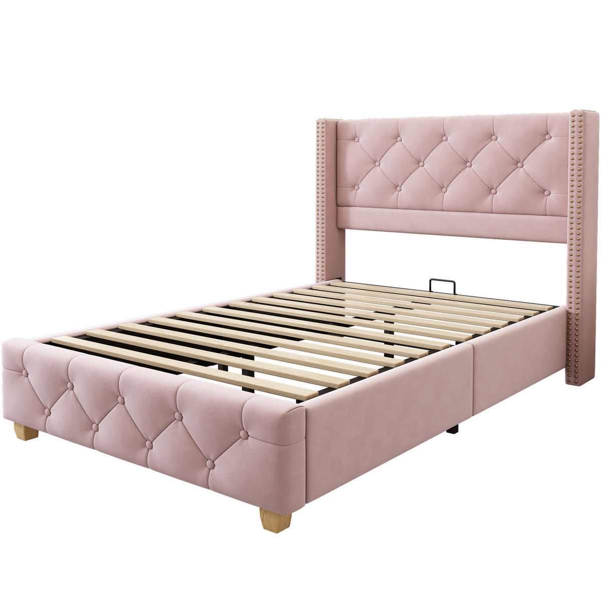 POLSTERBETT mit Lattenrost 90x200 cm Samt Pink - Pink, Holzwerkstoff (90/200cm) - Beauniv