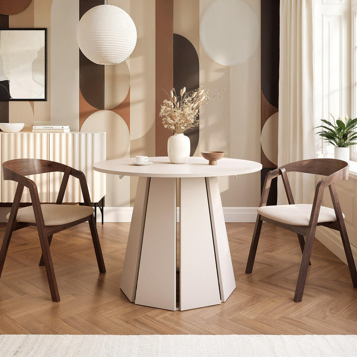 AUSZIEHBARER Tisch VERDA 100–140 cm, Farbe Kaschmir - Kaschmir, Holzwerkstoff (100/100/76cm) - Idohome