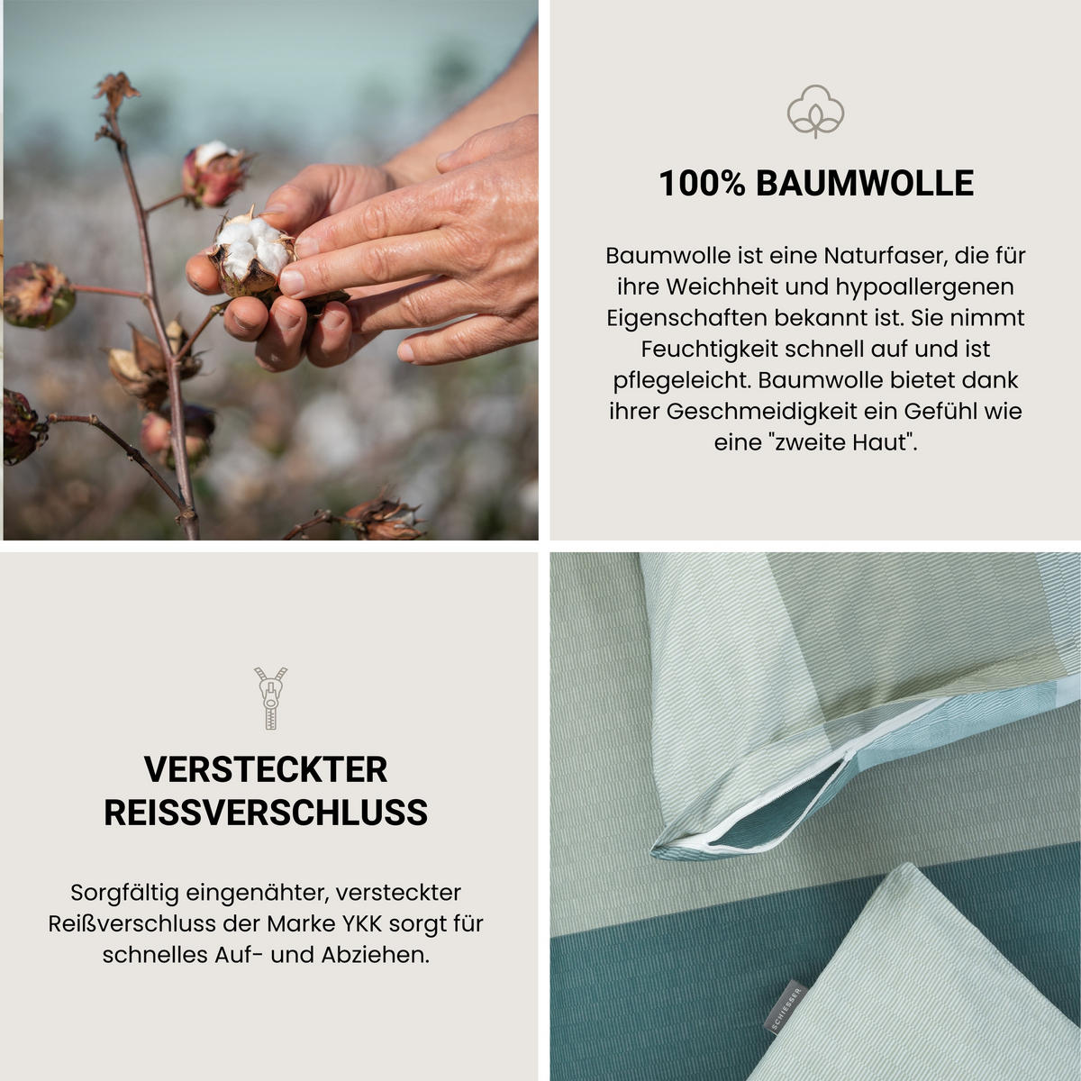 BETTWÄSCHESET Endy Stripes - Renforcé - 2-teilig - 155 x 220 cm - Grün - Grün, Textil (155/220cm) - SCHIESSER