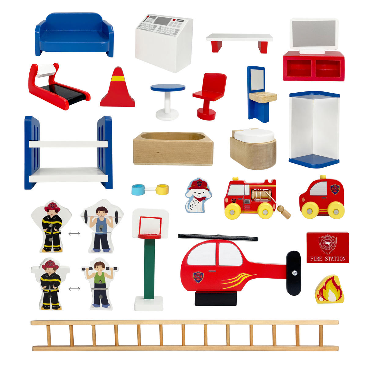 FEUERWACHE Spielset, Rot, 59cm - Rot, Holz (38/59/38cm) - Teamson Kids