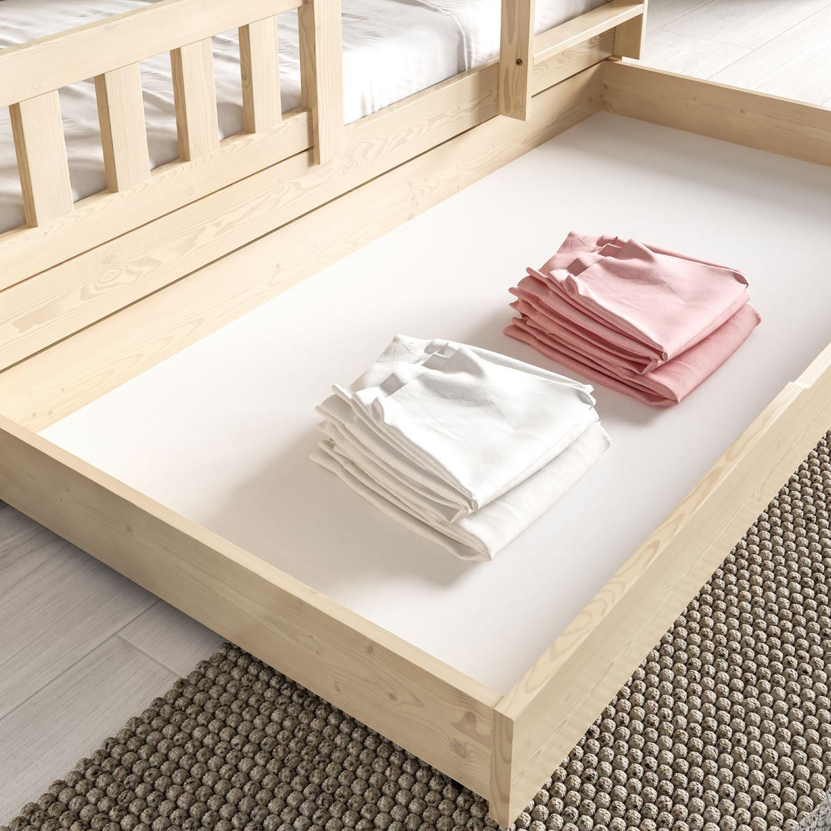 KINDERBETT Holzbett LUMBE - Kieferfarben, Holz (80/160cm) - KONSIMO®
