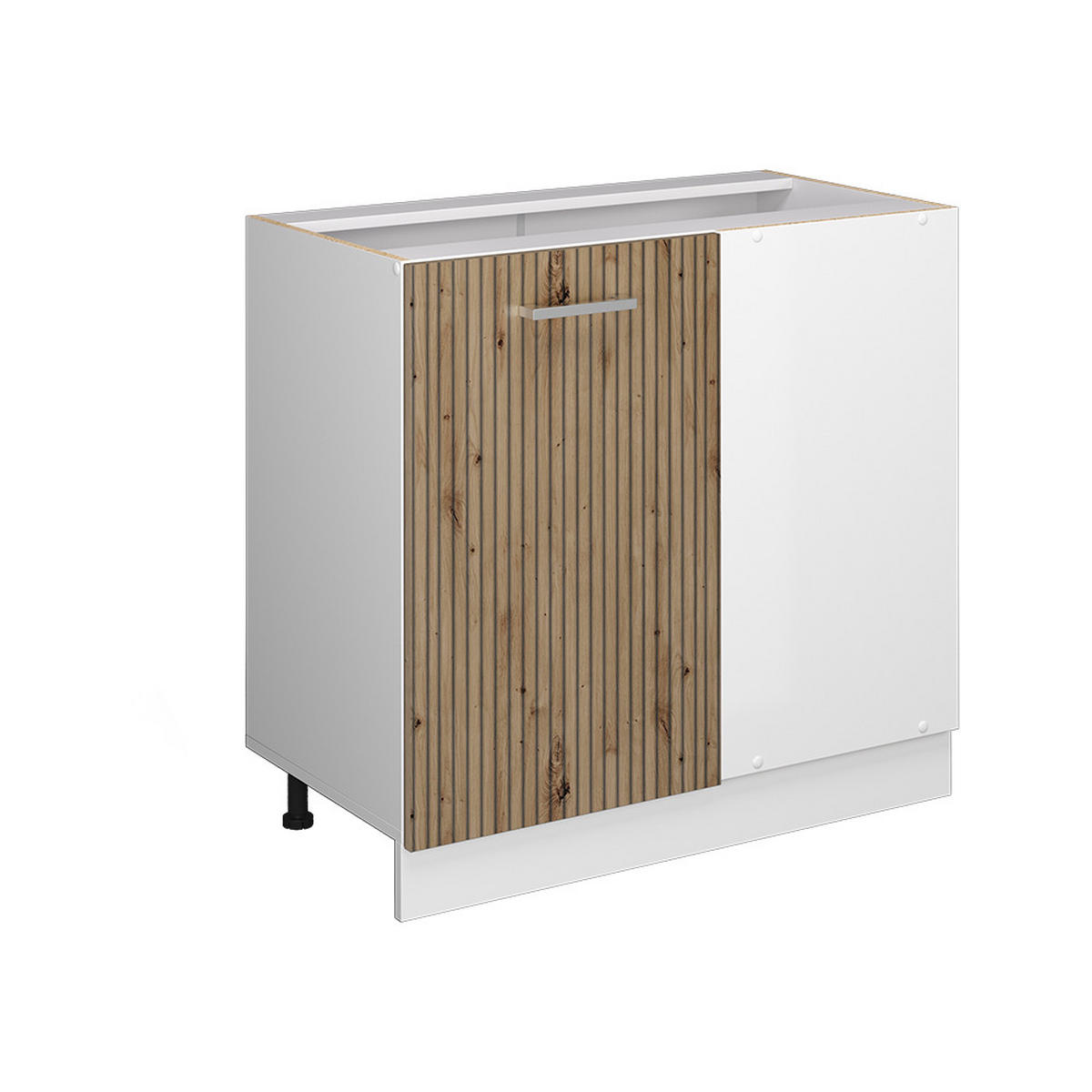 ECKUNTERSCHRANK R-Line Artisan-Eiche 86 cm ohne AP - Weiß/Eiche Artisan, Holzwerkstoff (86/81.6/46cm) - Vicco