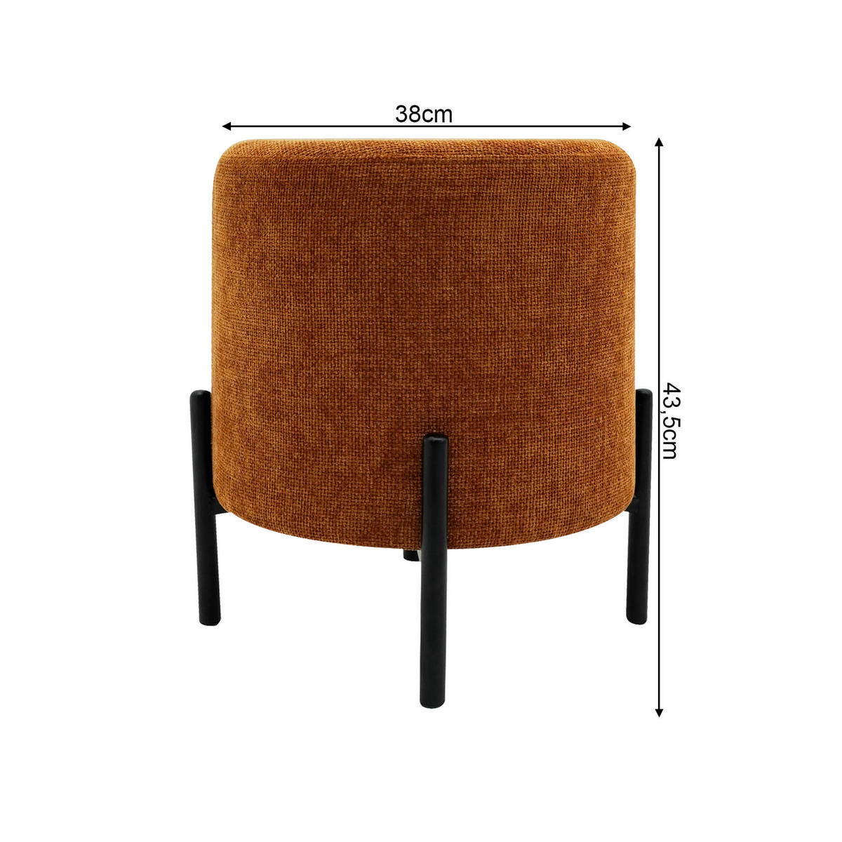 POUF Dunkelorange 38/38/43,5 cm - Orange, Textil (38/43.5/38cm) - Mobili Rebecca