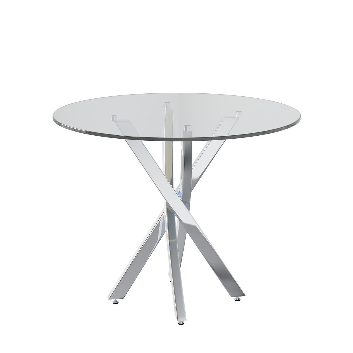 ESSTISCH aus Glas 80x80x75 cm Silber für 2-4 Personen mit gehärteter Glasplatte und Kreuzgestell - Silberfarben, Glas (80/80/75cm) - Modfu