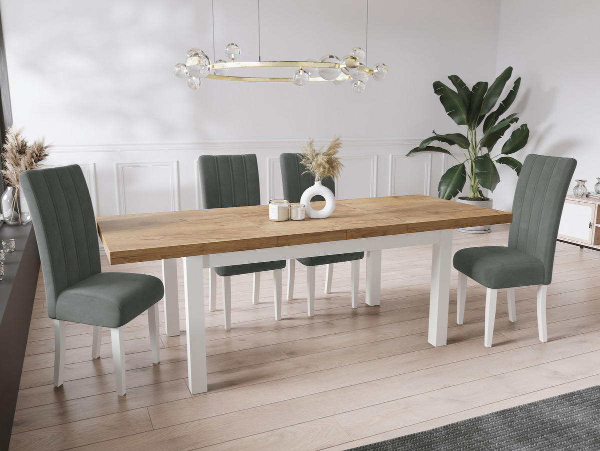 ESSTISCH Avena rechteckig ausziehbar, Wotan Eiche 140/80/78 - Eiche Wotan/Weiß, Holz/Holzwerkstoff (140/80/78cm) - WFL GROUP