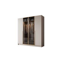 KLEIDERSCHRANK ATRIUM GOLD 200/57/210 cm Goldchrom-Griffe mit LED-Beleuchtung - Kaschmir/Goldfarben, Holzwerkstoff (200/210/57cm) - Lookway