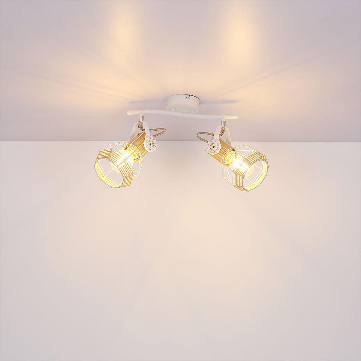 DECKENLEUCHTE Metall Weiß Holzoptik - Weiß, Holz (29.6/23/19cm)