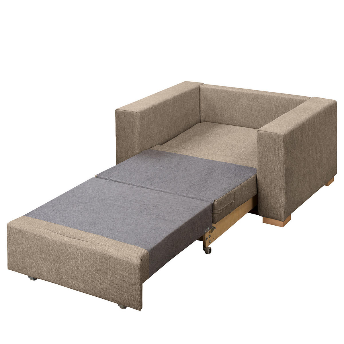 SCHLAFSESSEL - Buchefarben/Cappuccino, Buchenholz/Textil (110/90/90cm) - home24