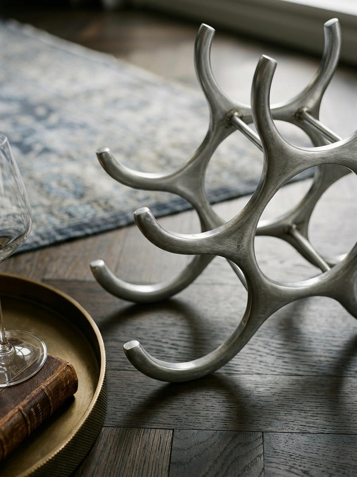 WEINREGAL Aluminium Modern Stil für 6 Flaschen platzsparend 24x29x14cm - Silberfarben, Metall (29/24/14cm) - KADIMA DESIGN